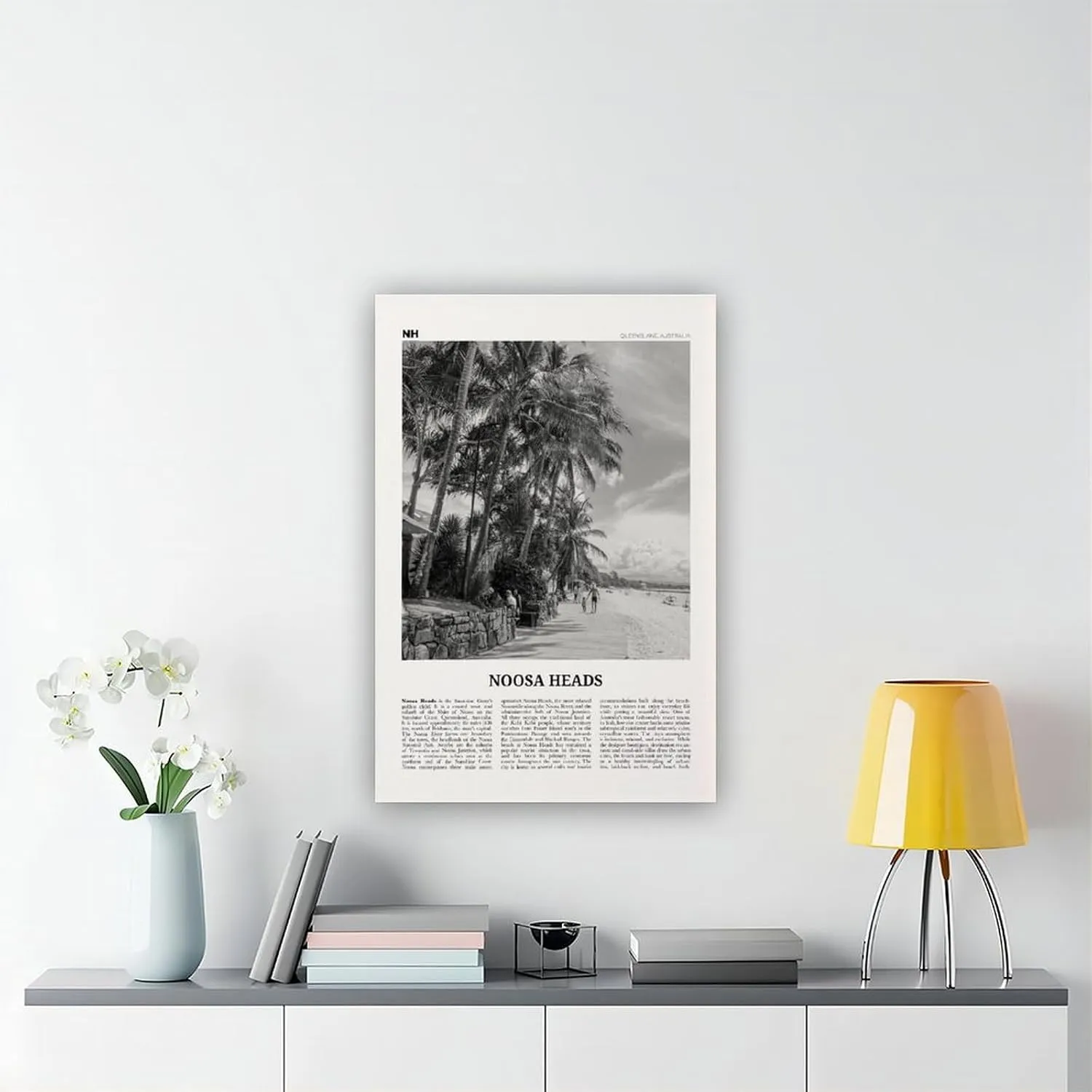 ZMLWMY Noosa Heads Black And White Beach, Sunshine Coast, Queensland, Australia, Oceania Retro City Map Travel Landscape Poster for Room Aesthetics Canvas Wall Art And Print 24x36inch(60x90cm)